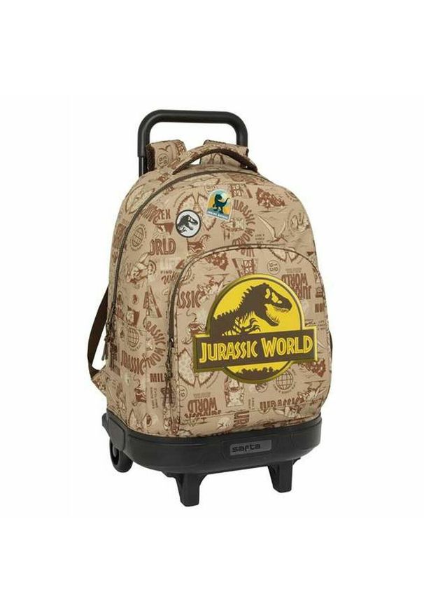 PRO BRANDS - Torba szkolna z kółkami Jurassic World Poliester 300D. Kolor: brązowy. Materiał: poliester