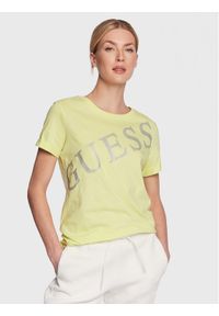 Guess T-Shirt Benita W3RI27 JA914 Żółty Regular Fit. Kolor: żółty. Materiał: bawełna