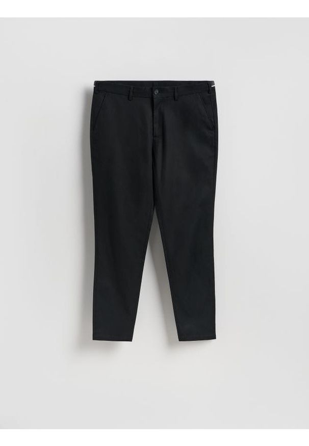 Reserved - Spodnie chino slim fit - czarny. Kolor: czarny. Materiał: bawełna, tkanina