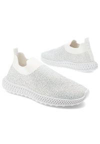 Białe Półbuty S.Barski Modne Sportowe Obuwie Damskie. Okazja: na spacer, na co dzień. Kolor: biały. Materiał: materiał. Szerokość cholewki: normalna. Obcas: na obcasie. Styl: sportowy. Wysokość obcasa: niski #6