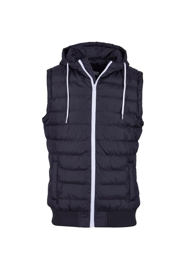 Urban Classics - Męska Pikowana Kamizelka Z Kapturem W Kontrastowym Kolorze. Typ kołnierza: kaptur. Kolor: biały, wielokolorowy, czarny. Sport: turystyka piesza