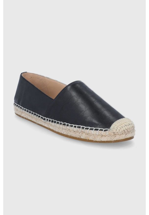 Coach espadryle skórzane Carley Leather. Nosek buta: okrągły. Kolor: czarny. Materiał: skóra. Wzór: gładki. Obcas: na obcasie. Wysokość obcasa: niski