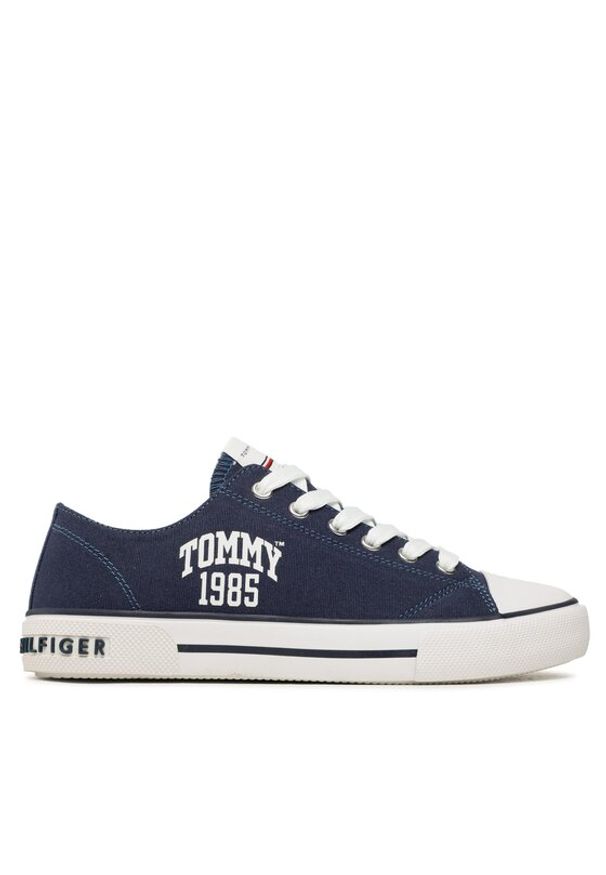 TOMMY HILFIGER - Tommy Hilfiger Trampki Varisty Low Cut Lace-Up Sneaker T3X9-32833-0890 S Granatowy. Kolor: niebieski. Materiał: materiał