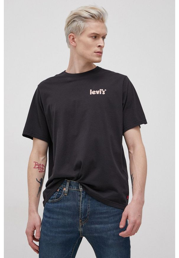 Levi's® - Levi's - T-shirt bawełniany. Okazja: na spotkanie biznesowe. Kolor: czarny. Materiał: bawełna. Wzór: gładki. Styl: biznesowy
