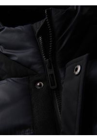 Ombre Clothing - Długa męska pikowana kurtka z dużymi kieszeniami – czarna V1 - Rozmiar: L. Typ kołnierza: kaptur. Kolor: szary. Materiał: syntetyk, tkanina, materiał. Długość: długie. Wzór: gładki #9