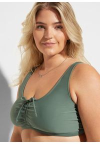 bonprix - Bikini bustier (2 części) z wiązanym paskiem. Kolor: zielony. Materiał: poliamid. Wzór: nadruk #2
