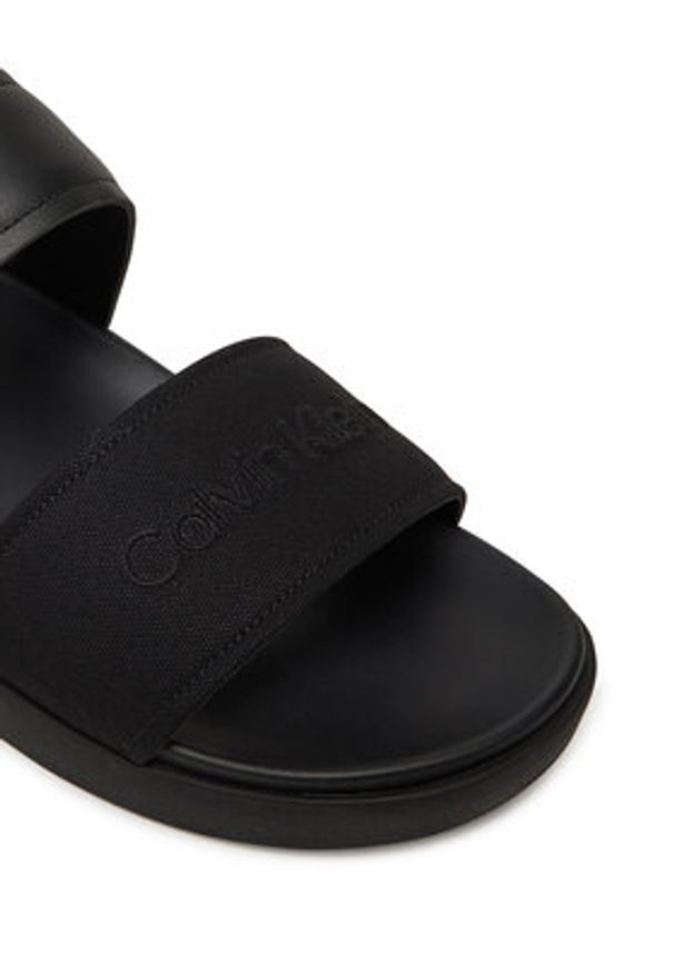 Calvin Klein Sandały Back Strap W/ Buckle Logo HM0HM01742 Czarny. Kolor: czarny. Materiał: skóra