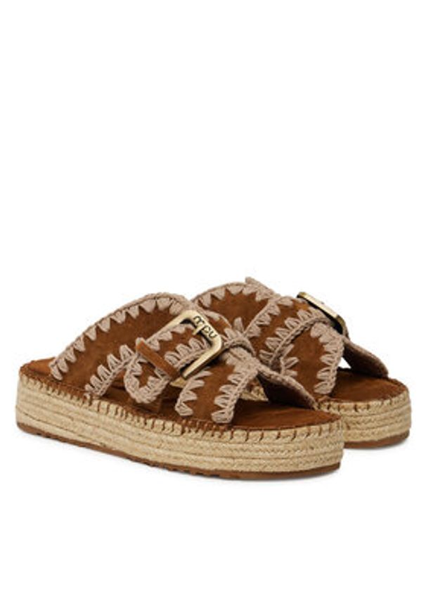 Mou Espadryle Jute sandal MU.SW641003A Brązowy. Kolor: brązowy. Materiał: skóra, zamsz