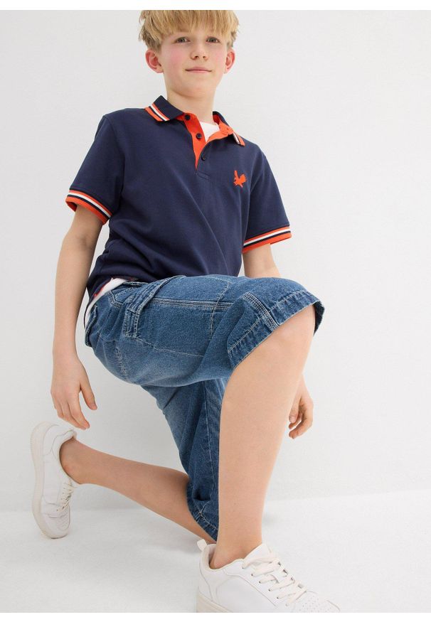 bonprix - Bermudy dżinsowe z czystej bawełny, Loose Fit. Kolor: niebieski