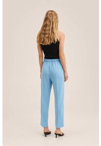 mango - Mango spodnie Semiflu damskie proste high waist. Okazja: na co dzień. Stan: podwyższony. Kolor: niebieski. Materiał: włókno. Styl: casual #8