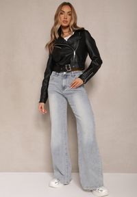 Renee - Jasnoniebieskie Bawełniane Jeansy o Szerokim Kroju High Waist Davitra. Okazja: na co dzień. Stan: podwyższony. Kolor: niebieski. Sezon: lato, wiosna. Styl: casual