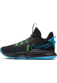 Buty koszykarskie męskie Nike Lebron Witness V. Zapięcie: sznurówki. Kolor: czarny. Materiał: guma, materiał, tkanina, syntetyk. Szerokość cholewki: normalna. Sport: koszykówka