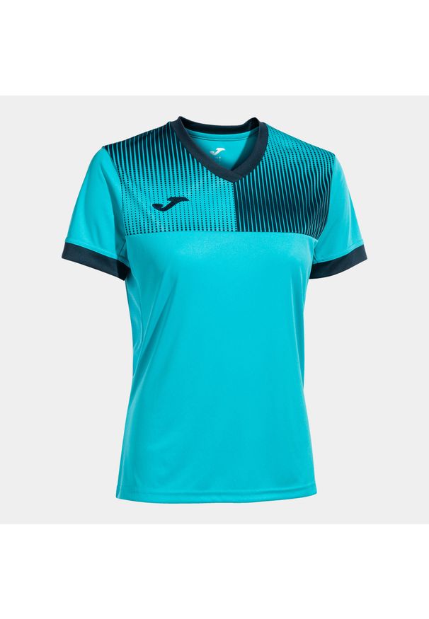 Damska Koszulka Joma Eco Supernova - Fluor Turkusowy/Navy. Kolor: niebieski. Materiał: poliester. Sport: piłka nożna
