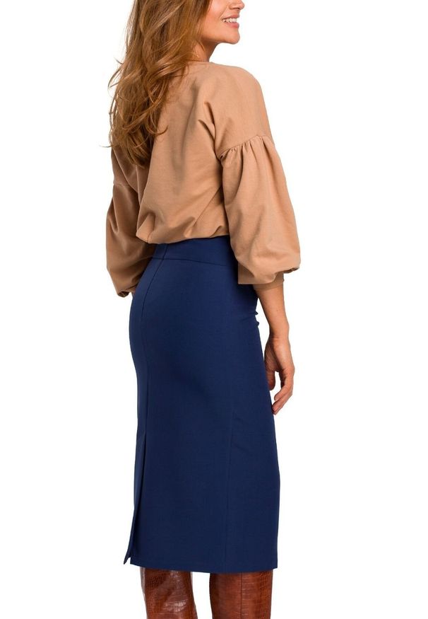 Style - Ołówkowa spódnica na grubym pasku w talii. Materiał: materiał, elastan. Styl: klasyczny