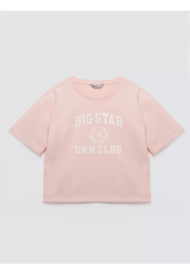 Big-Star - Koszulka dziewczęca z nadrukiem różowa Minka 600. Okazja: na co dzień, na uczelnię. Kolor: różowy. Materiał: dzianina, tkanina, bawełna, skóra, jeans. Długość: krótkie. Wzór: nadruk. Styl: casual, klasyczny, młodzieżowy