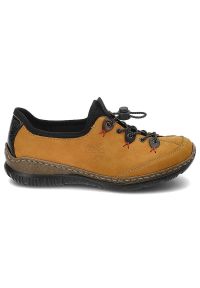 Żółte Półbuty Rieker Wygodne Buty Damskie. Okazja: na co dzień. Kolor: żółty. Materiał: materiał. Szerokość cholewki: normalna. Styl: casual, sportowy #5
