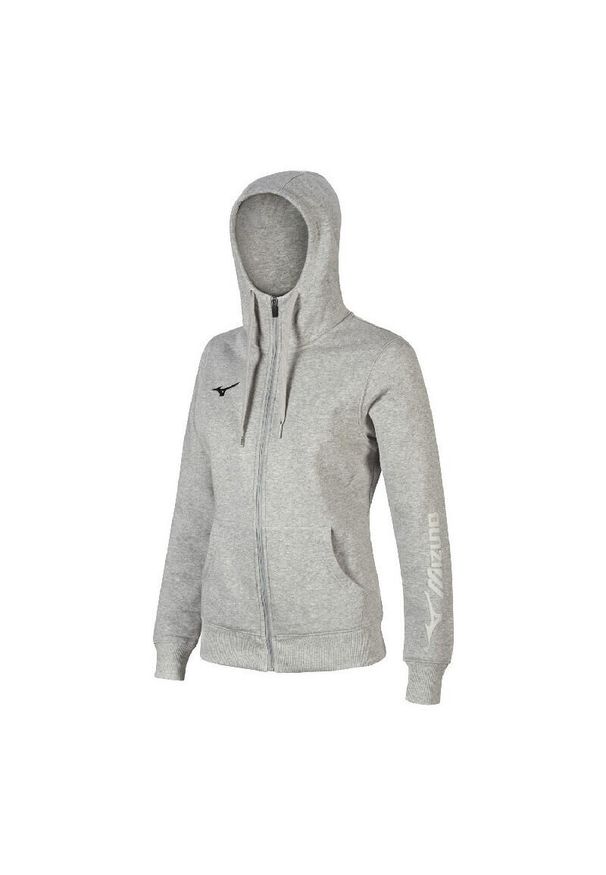 Bluza damska z kapturem Mizuno FZ. Typ kołnierza: kaptur. Kolor: szary. Sport: fitness