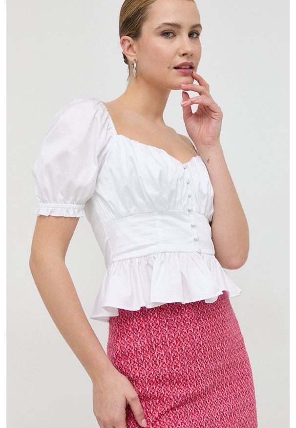 Guess bluzka damska kolor biały gładka. Kolor: biały. Wzór: gładki