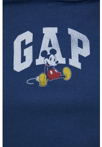 GAP Bluza x Disney kolor granatowy z kapturem z nadrukiem. Typ kołnierza: kaptur. Kolor: niebieski. Materiał: poliester, dzianina. Wzór: nadruk, motyw z bajki #3