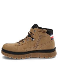 TOMMY HILFIGER - Brązowe Trapery Tommy Hilfiger Wygodne Buty Damskie. Okazja: na spacer, na co dzień. Kolor: brązowy. Materiał: materiał, skóra ekologiczna. Szerokość cholewki: normalna. Styl: sportowy, casual #5