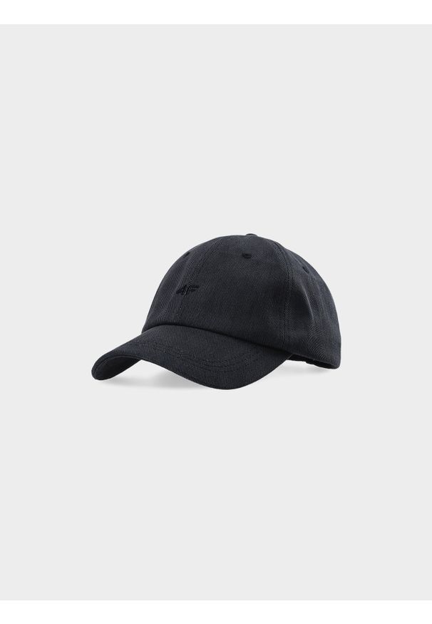 4f - 4F Czapka z daszkiem strapback męska - głęboka czerń L. Kolor: czarny. Materiał: materiał, bawełna. Wzór: haft. Sezon: lato. Styl: casual, sportowy, klasyczny