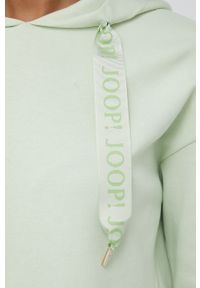 JOOP! - Joop! bluza damska kolor zielony z kapturem gładka. Okazja: na co dzień. Typ kołnierza: kaptur. Kolor: zielony. Długość rękawa: długi rękaw. Długość: długie. Wzór: gładki. Styl: casual #3
