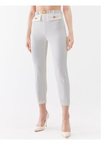 Elisabetta Franchi Spodnie materiałowe PA-080-32E2-V350 Biały Slim Fit. Kolor: biały. Materiał: syntetyk #1