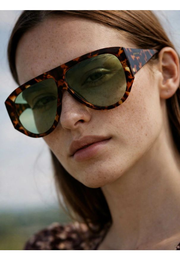 Big-Star - Okulary przeciwsłoneczne damskie z motywem zwierzęcym brązowe Soreli 803. Kolor: brązowy. Wzór: motyw zwierzęcy