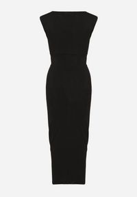 Born2be - Czarna Sukienka Koktajlowa z Kopertowym Dekoltem Marszczeniem i Guzikami Tdivane. Kolor: czarny. Typ sukienki: kopertowe. Styl: wizytowy #3