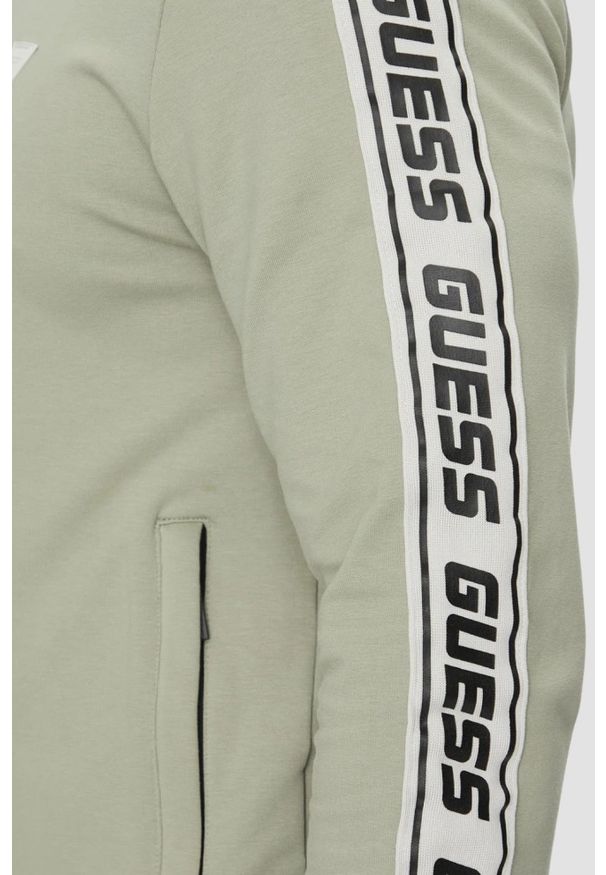 Guess - GUESS Zielona bluza męska z lampasami New Arlo, Rozmiar XL. Kolor: zielony