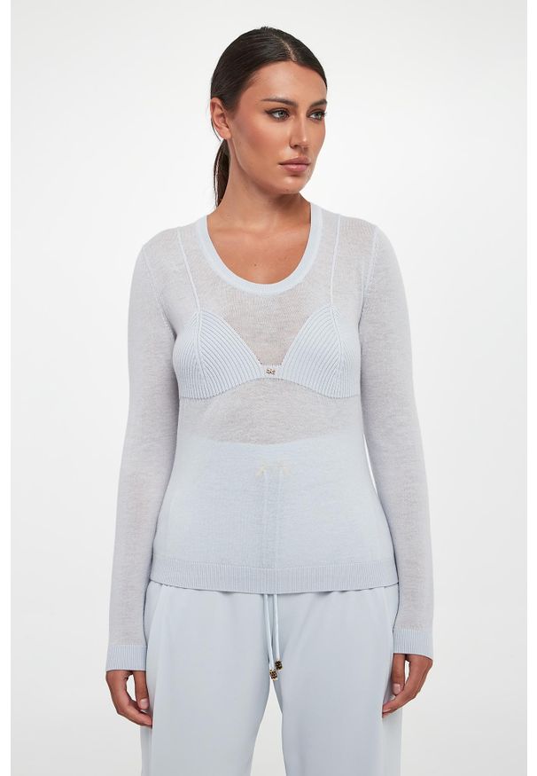 Elisabetta Franchi - Sweter damski z wełny dziewiczej ELISABETTA FRANCHI. Materiał: wełna