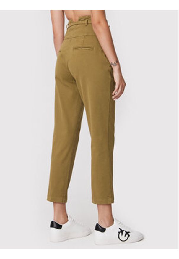 Pinko Spodnie materiałowe Ariel 1J10YP Y848 Zielony Regular Fit. Kolor: zielony. Materiał: materiał, bawełna