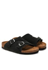 Birkenstock Klapki Zürich 1025060 Czarny. Kolor: czarny. Materiał: skóra