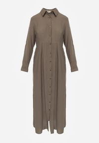 Renee - Ciemnozielona Sukienka Hillcrest. Kolor: zielony. Długość rękawa: długi rękaw. Typ sukienki: koszulowe. Długość: maxi #3