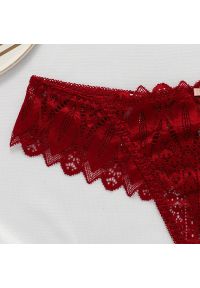 Intica - Stringi koronkowe bezszwowe dopasowane do ciała Dehlia. Kolor: czerwony. Materiał: koronka. Wzór: koronka #4