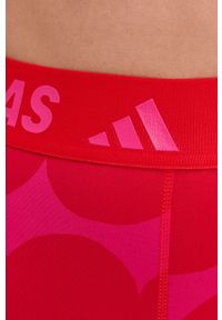 adidas Performance Legginsy damskie kolor czerwony wzorzyste. Stan: podwyższony. Kolor: czerwony. Materiał: materiał, dzianina #4
