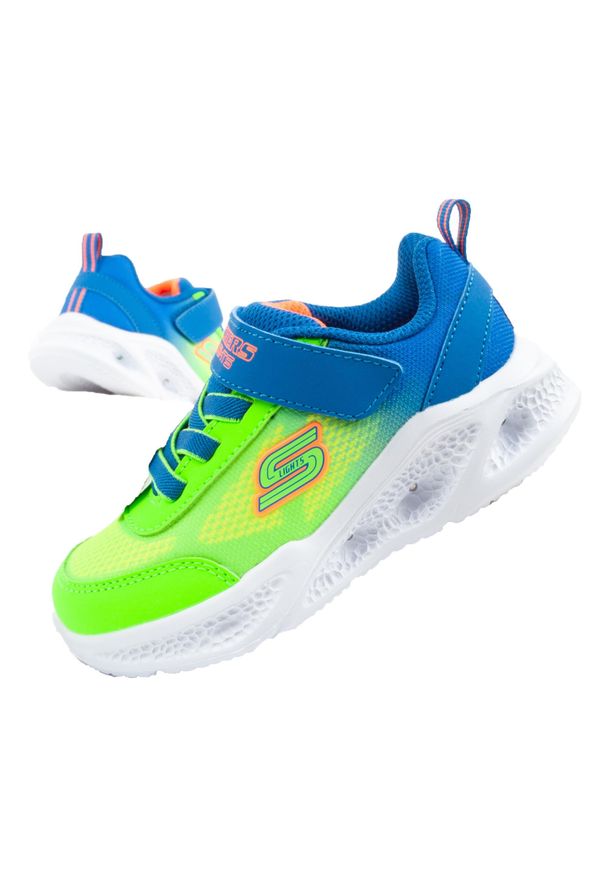 skechers - Buty sportowe dziecięce chłopięce Skechers S Lights LED. Kolor: zielony, niebieski, wielokolorowy. Model: Skechers Sport. Sport: turystyka piesza