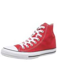Trampki Converse Chuck Taylor All Star Hi, Dla obu płci. Zapięcie: sznurówki. Kolor: czerwony. Materiał: materiał, tkanina. Szerokość cholewki: normalna. Model: Converse All Star. Sport: turystyka piesza
