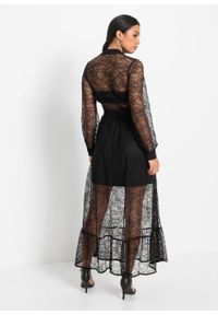 Sukienka z siatkową wstawką bonprix czarny. Kolor: czarny. Materiał: koronka. Wzór: koronka #4