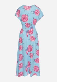 Born2be - Niebieska Kopertowa Sukienka z Bawełną w Kwiaty Tdivana. Okazja: na spacer. Typ kołnierza: dekolt w kształcie V. Kolor: niebieski. Materiał: bawełna. Wzór: kwiaty. Sezon: wiosna, lato. Typ sukienki: kopertowe. Styl: elegancki #5