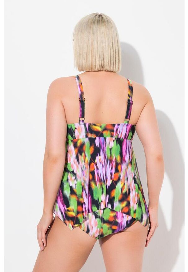ULLA POPKEN - Damskie Tankini miękkie miseczki ramiączka z regulacją z recyklingu. Kolekcja: plus size. Kolor: czarny. Materiał: elastan, poliamid, materiał