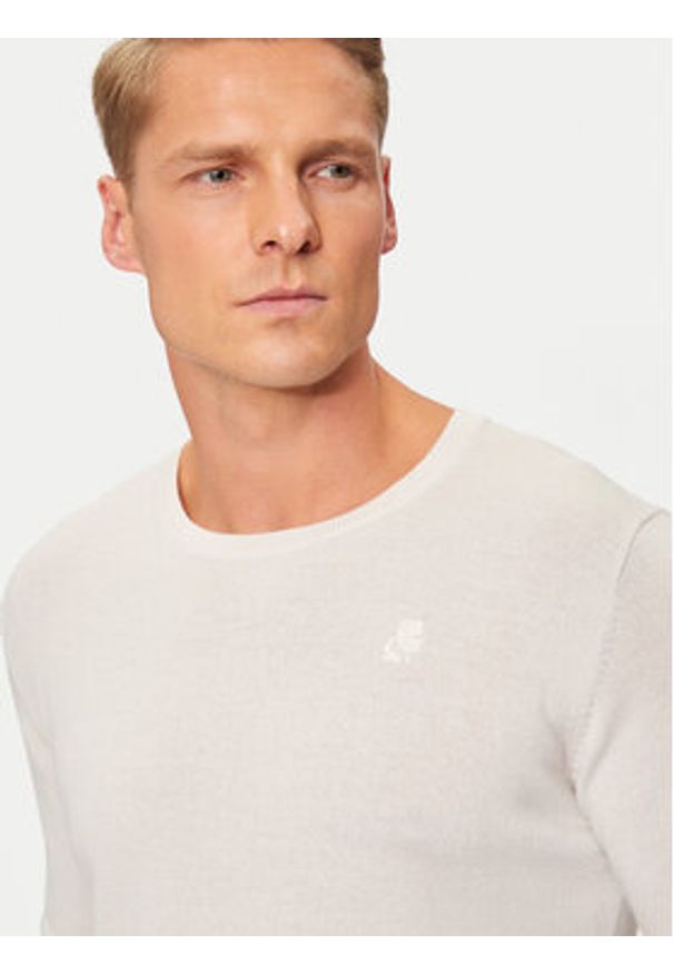 Karl Lagerfeld - KARL LAGERFELD Sweter 655000 544399 Beżowy Regular Fit. Typ kołnierza: dekolt w karo. Kolor: beżowy. Materiał: wełna