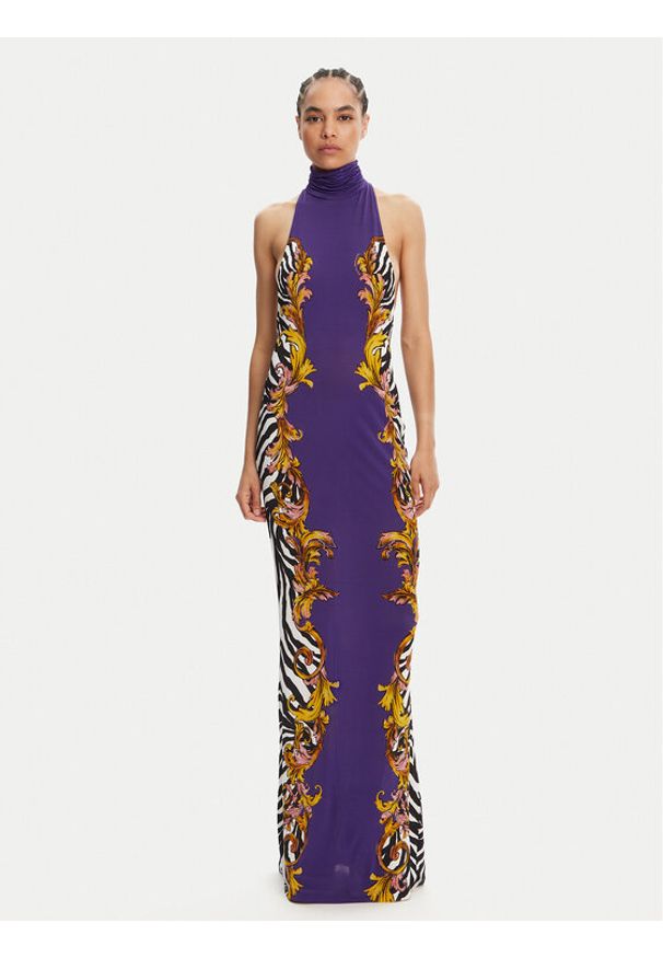 Versace Jeans Couture Sukienka wieczorowa 78HAO9P5 Fioletowy Slim Fit. Kolor: fioletowy. Materiał: wiskoza. Styl: wizytowy