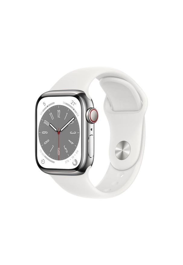 APPLE - Smartwatch Apple Watch 8 GPS + Cellular 41mm Silver Stainless Steel Sport Biały (MNJ53WB/A). Rodzaj zegarka: smartwatch. Kolor: biały. Styl: sportowy