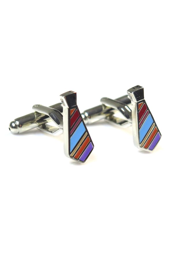 Modini - Srebrne spinki do mankietów - krawaty C100. Kolor: srebrny