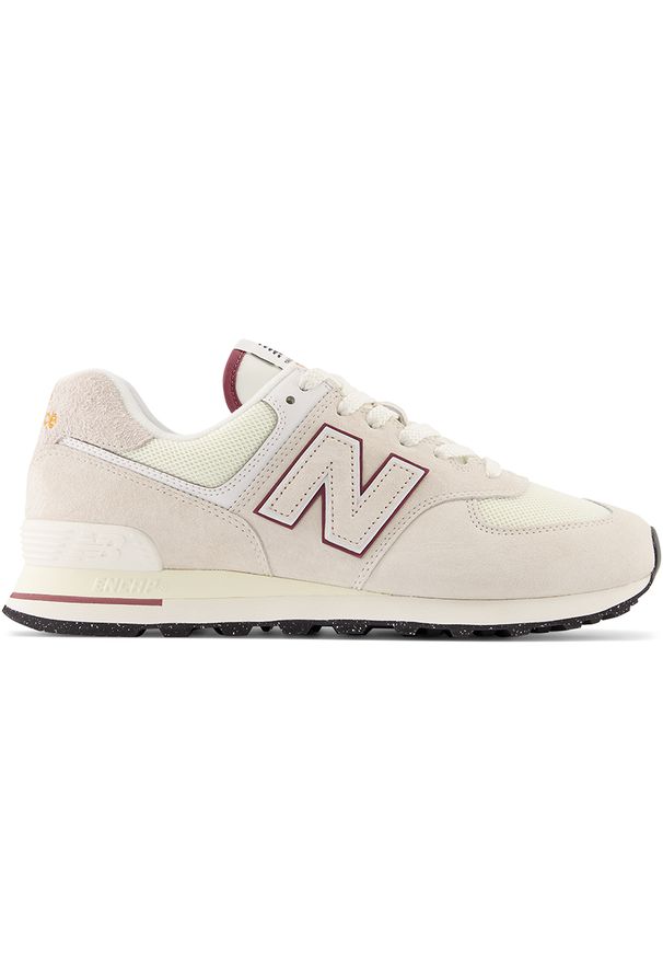 Buty unisex New Balance U574OP2 – beżowe. Okazja: na co dzień. Kolor: beżowy. Materiał: skóra, syntetyk, zamsz, materiał, guma. Szerokość cholewki: normalna. Model: New Balance 574