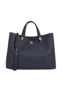 TOMMY HILFIGER - Tommy Hilfiger Torebka Th Emblem Satchel AW0AW15177 Granatowy. Kolor: niebieski. Materiał: skórzane #2