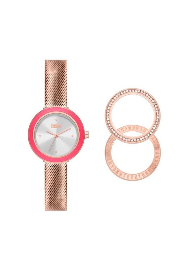 DKNY Zegarek Sasha NY6654SET Różowe złocenie. Kolor: różowy