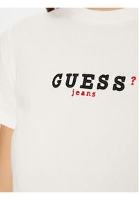 Guess Jeans T-Shirt W5RI54 J1314 Biały Regular Fit. Kolor: biały. Materiał: bawełna