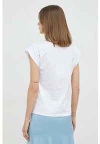 Marella t-shirt bawełniany kolor biały. Kolor: biały. Materiał: bawełna. Długość rękawa: krótki rękaw. Długość: krótkie. Wzór: haft #4